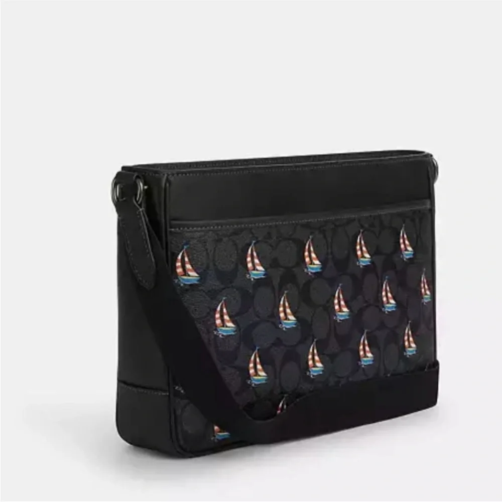 Coach Black Sailboat Print Men's Bag
